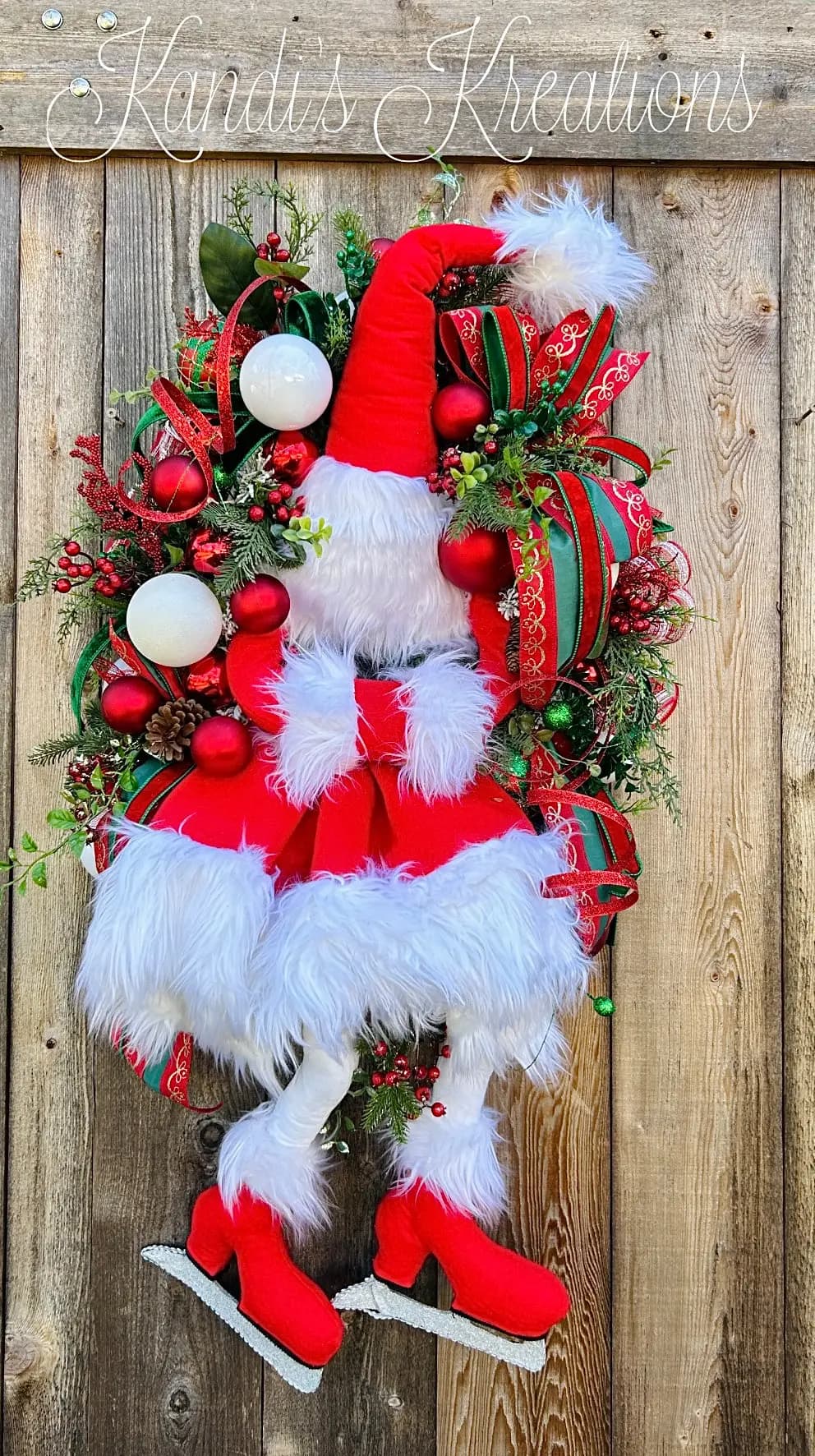 Santa diva Christmas wreath — handmade by Kandi's Kreations