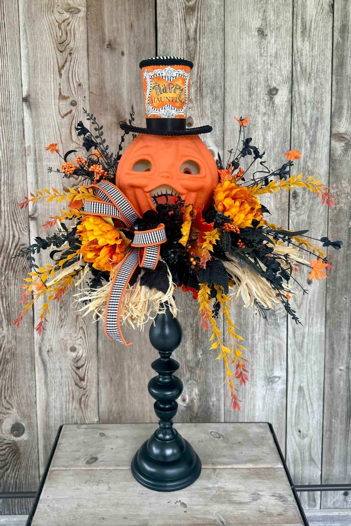 Happy Haunting Pumpkin Centerpiece — handmade by Kandi's Kreations