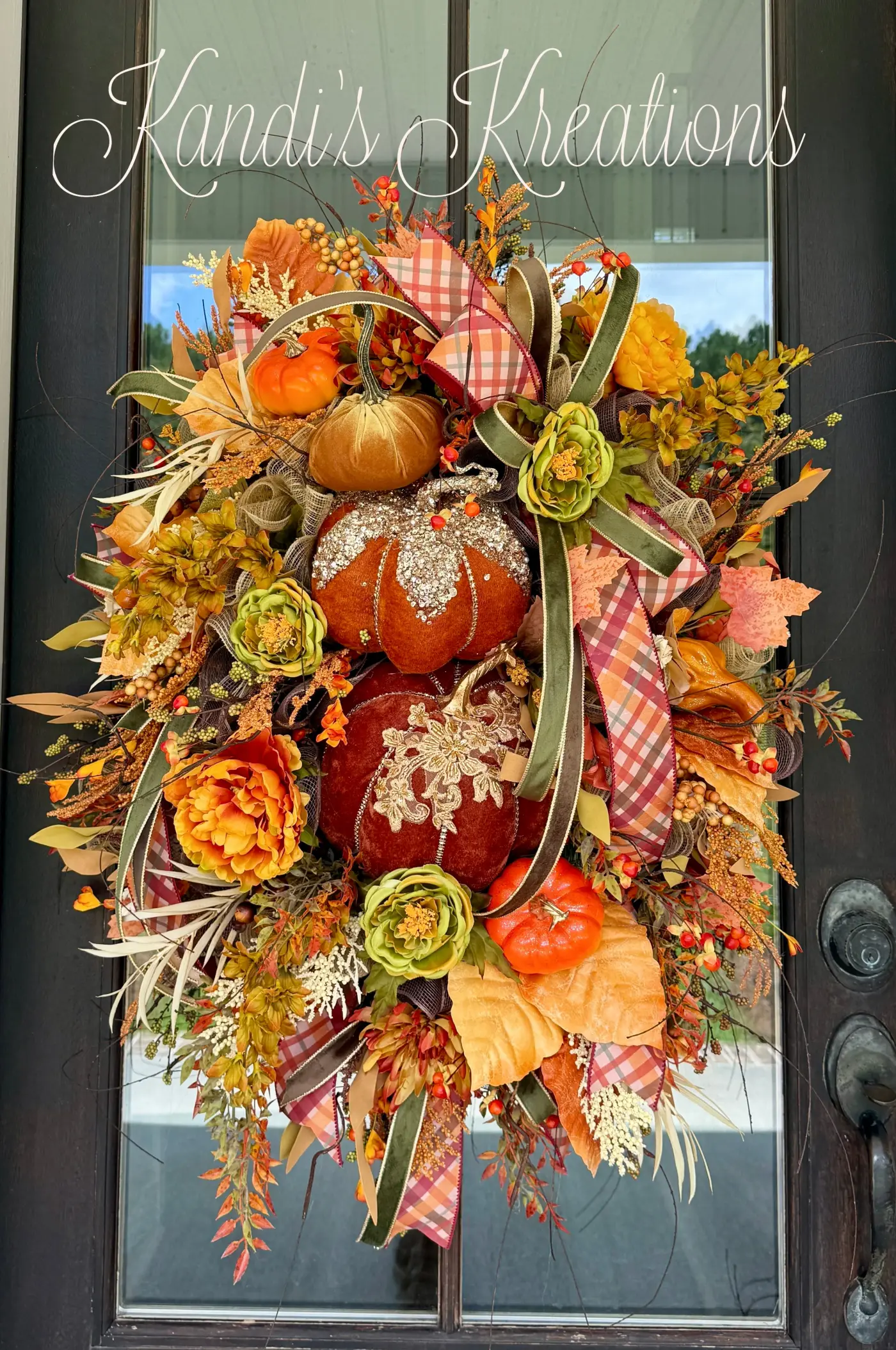 Elegant Velvet Pumpkin Fall Swag — view 1 of 4
