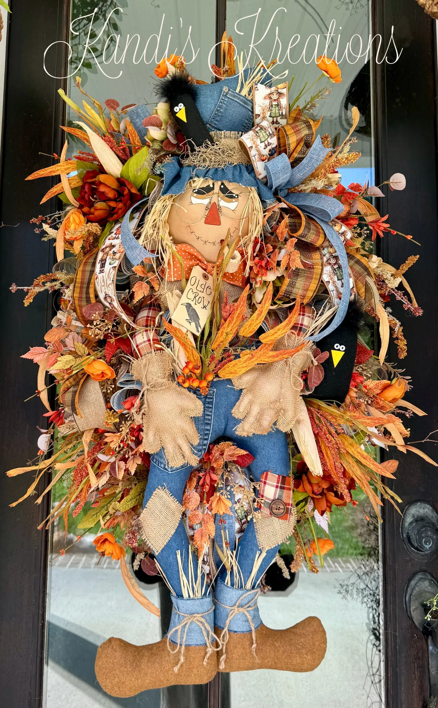 Rustic Denim Scarecrow Fall Wreath — view 1 of 6