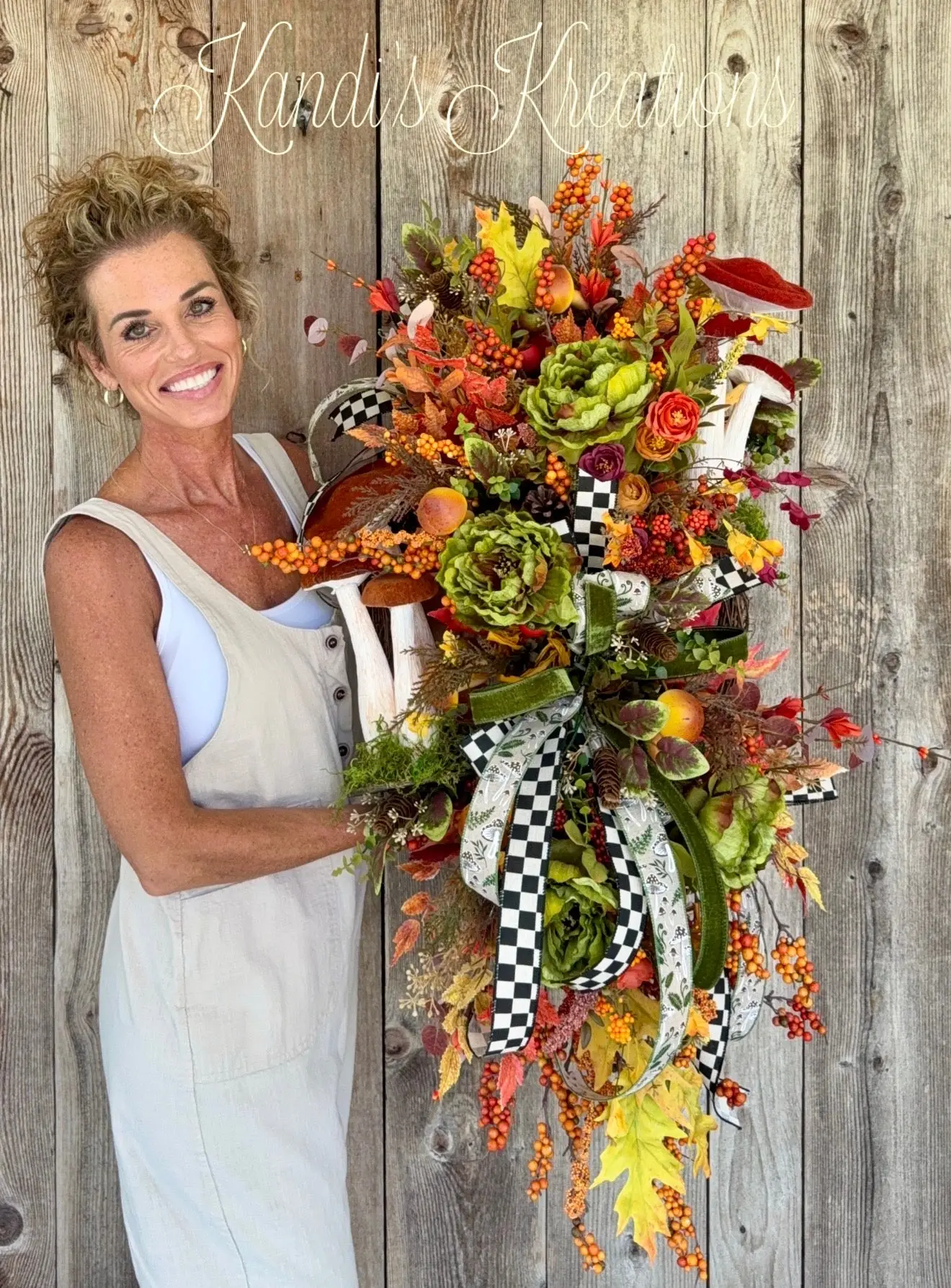 Large Fall Mushroom Grapevine Wreath — view 1 of 6