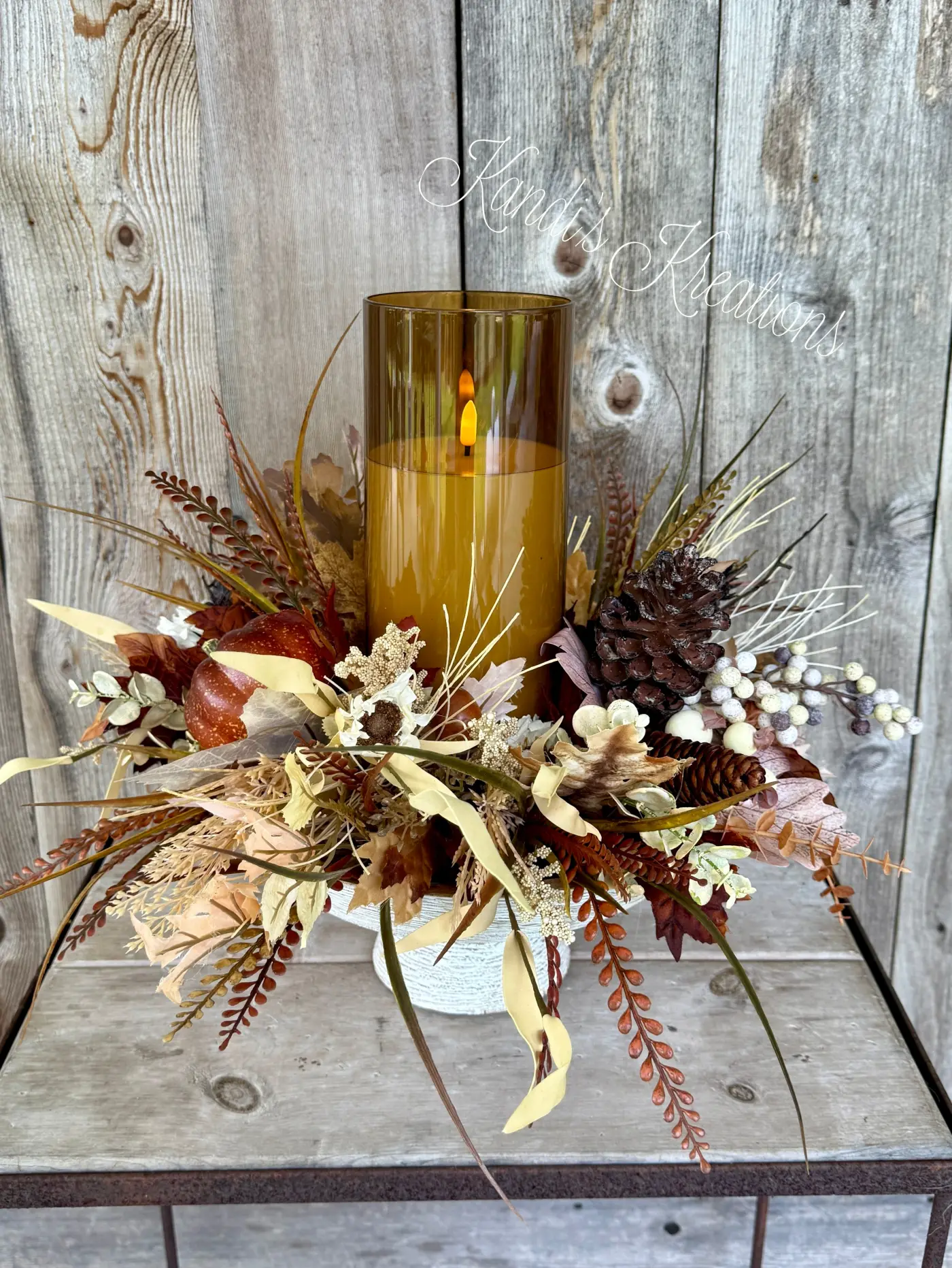 Autumn Glow Candle Centerpiece — handmade by Kandi's Kreations