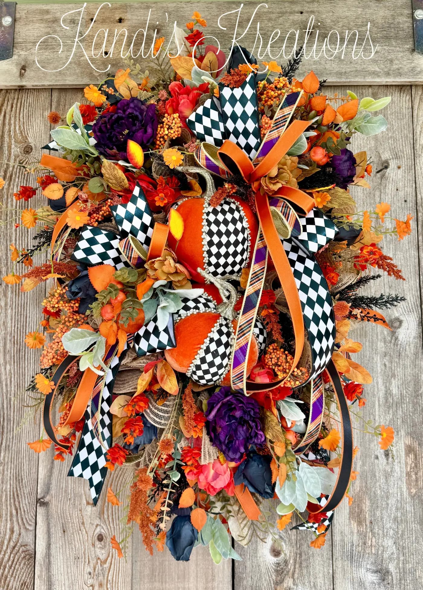 Whimsical fall Halloween wreath — handmade by Kandi's Kreations