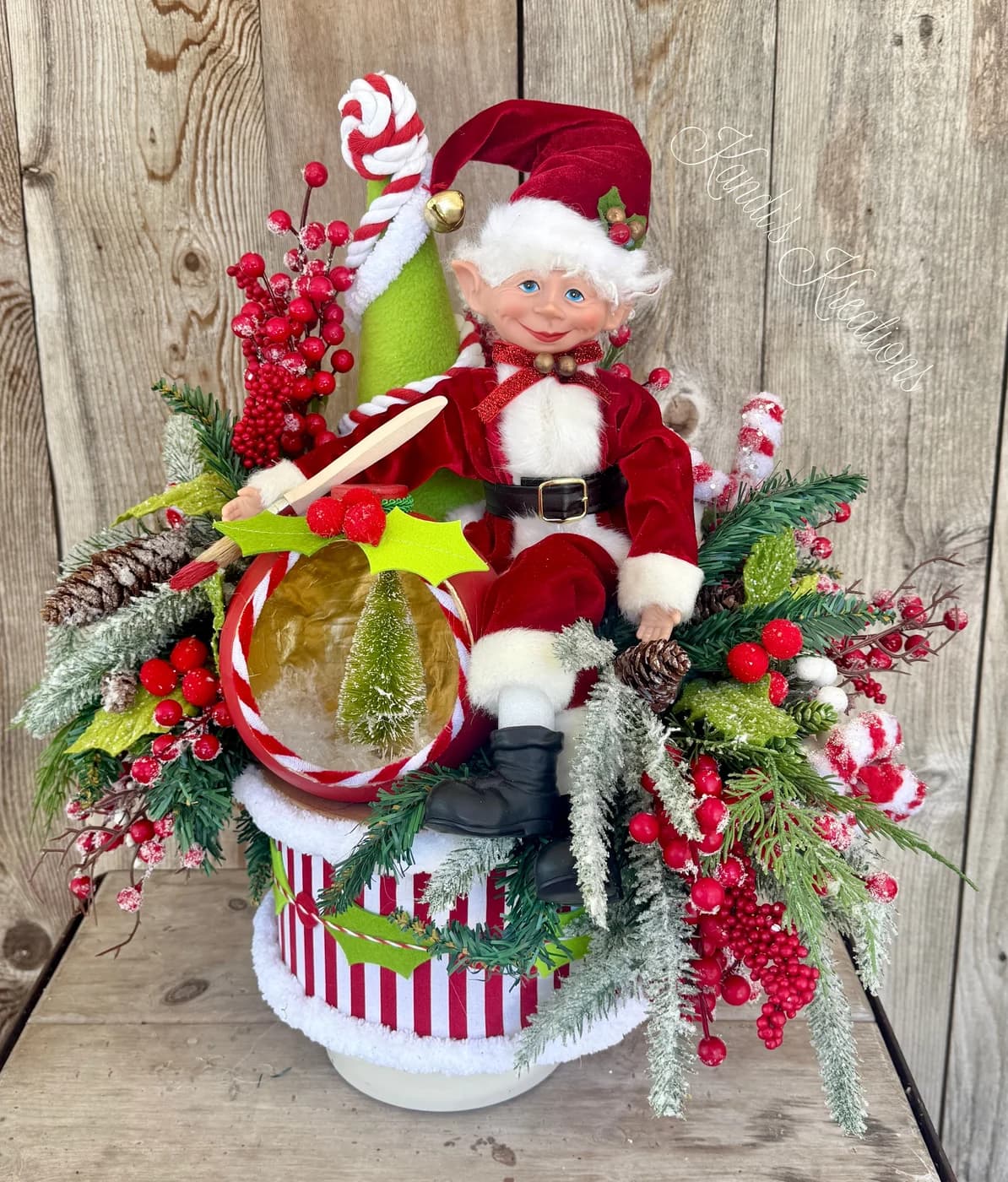 Whimsical Christmas Elf Arrangement — handmade by Kandi's Kreations