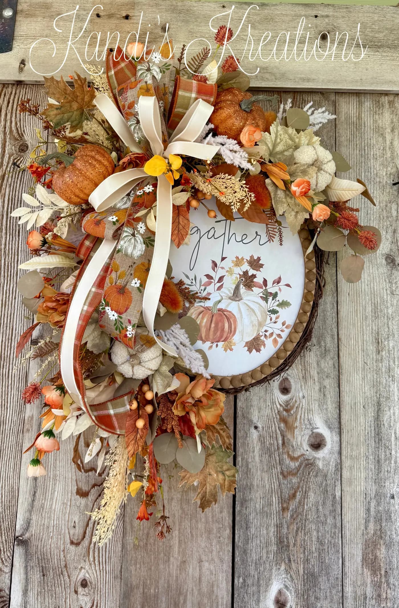 Gather Pumpkin Oval Wreath — handmade by Kandi's Kreations