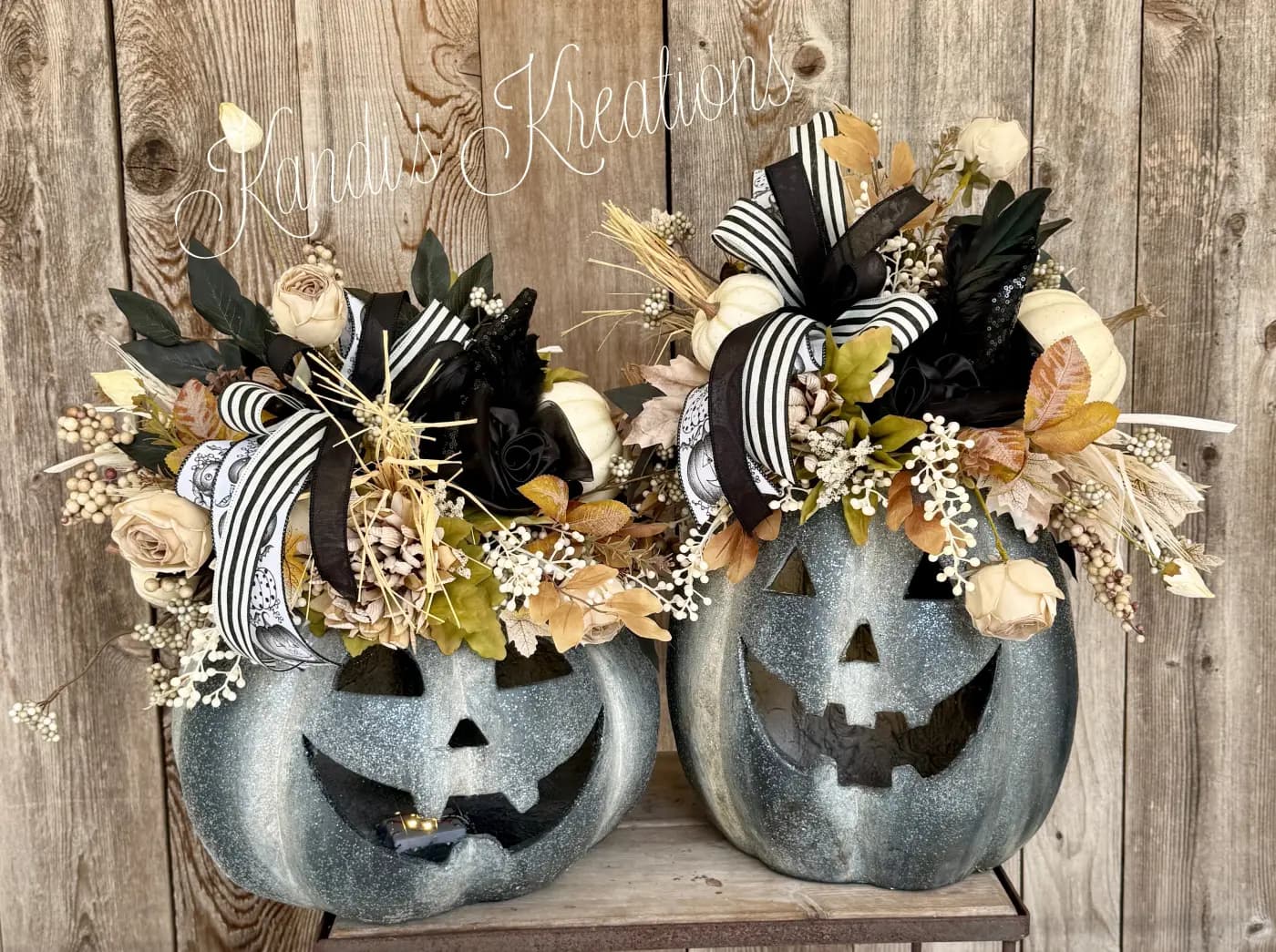 Halloween Jack-O’-Lantern Floral Centerpiece — handmade by Kandi's Kreations