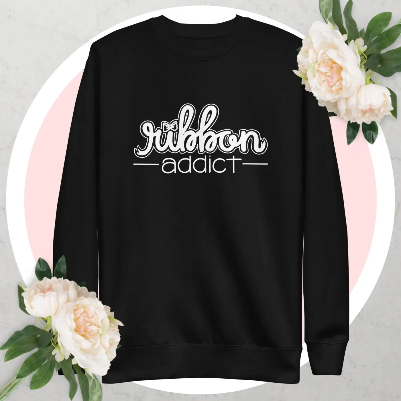 Ribbon Addict Unisex Premium Sweatshirt — handmade by Kandi's Kreations